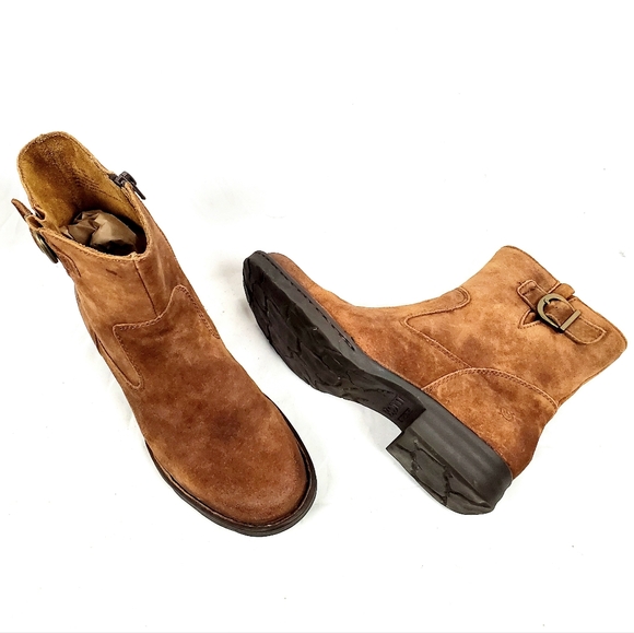 Born Shoes - Born Eila Brown Suede Boot Buckle‎ Detail